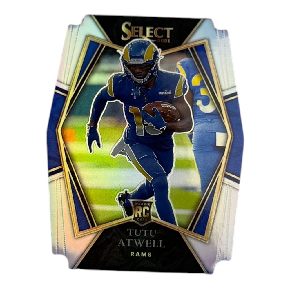 2021 Panini Select Tutu Atwell Premier Level Die-Cut Silver Prizm RC #161 Rams